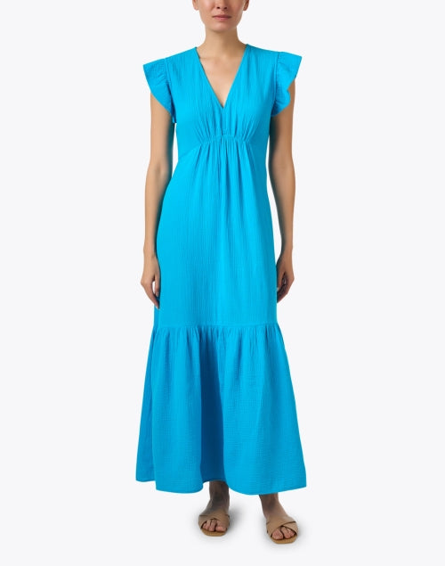 Gorgeous Ruby Aqua Blue Women's Cotton Gauze Maxi Dress for Warm Weather