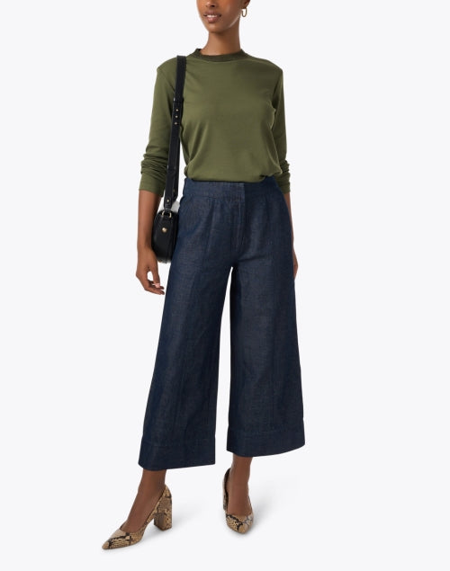 Fabiana Filippi's Stylish Loden Green Premium Stretch Cotton Blend Knit Top