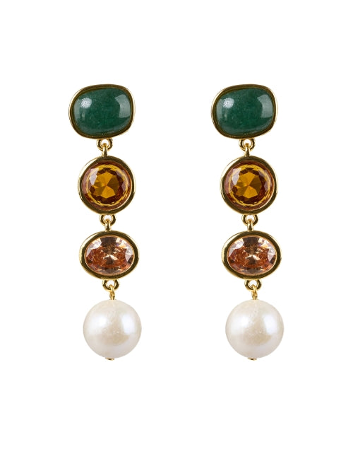 Palette Multi Gemstone and Freshwater Pearl Drop Earrings for Women's Jewelry