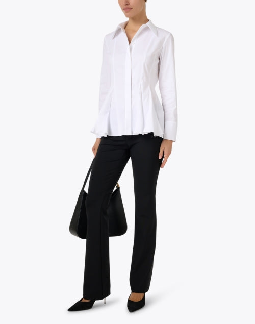 Elegant Godet-style White Peplum Women's Shirt for Weekday Wear
