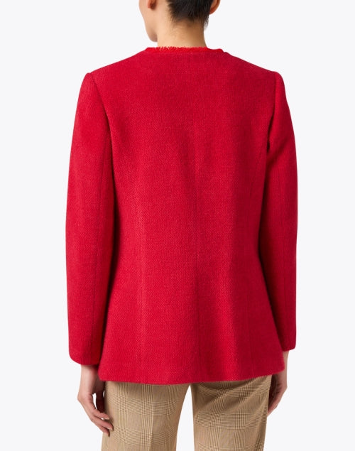 Stylish Rita Red Tweed Longline Jacket with Gold Buttons