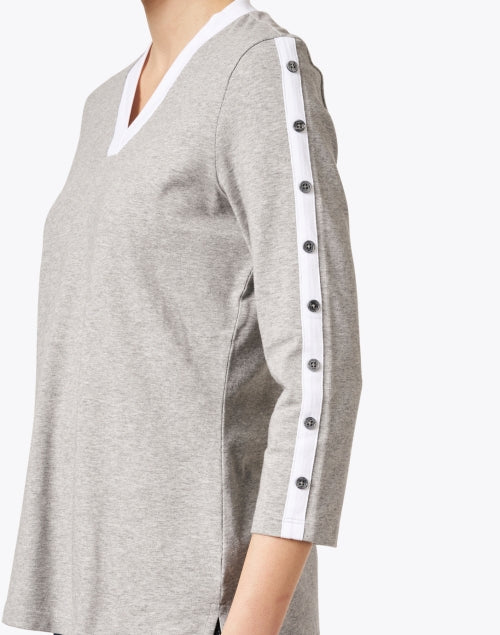 Stylish Grey and White Cotton Women's Top for Everyday Wear
