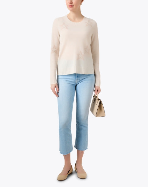 Beige Cashmere Sweater with Eye - catching Star Print