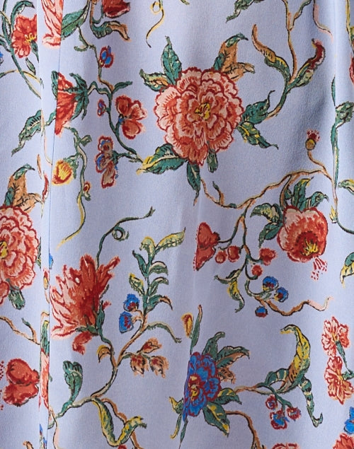Weekend Max Mara Revere Style Blue Floral Pattern Silk Women's Dress