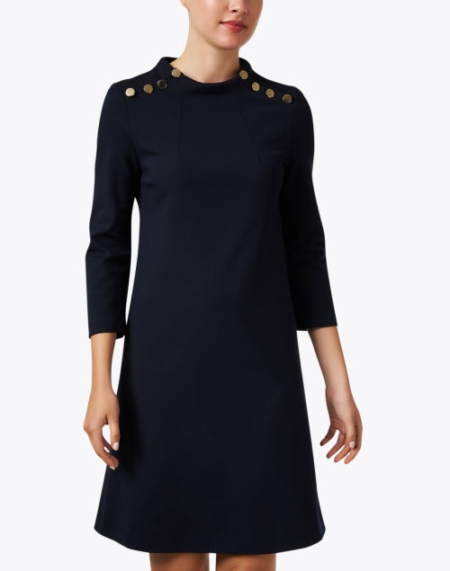 Stylish Navy Phoenix Jersey Tunic Dress with Button Details