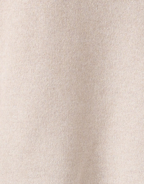 Stylish Beige Wool-Silk-Cashmere Embellished Sweater with Metallic Neckline