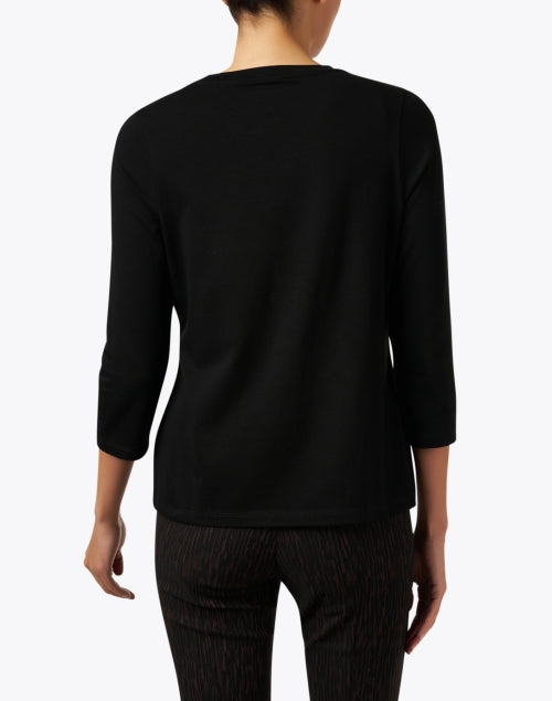 Stylish Black Peruvian Pima Cotton Top with Stretch and 3/4 Sleeves