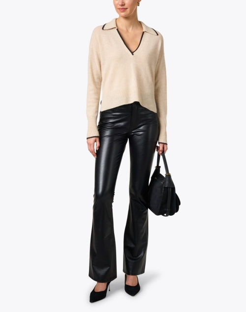 Veronica Beard's Stylish Black Faux Leather High-Rise Flare Pants