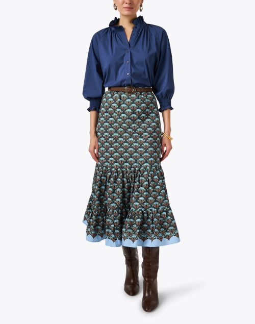 Navy Blue Silky Poplin Fiona Stylish Shirt for Women