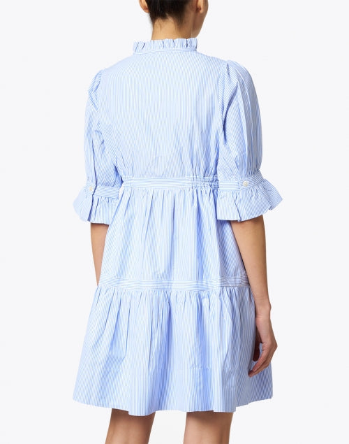 Fashionable Teardrop-style Blue and White Striped Cotton Women's Dress
