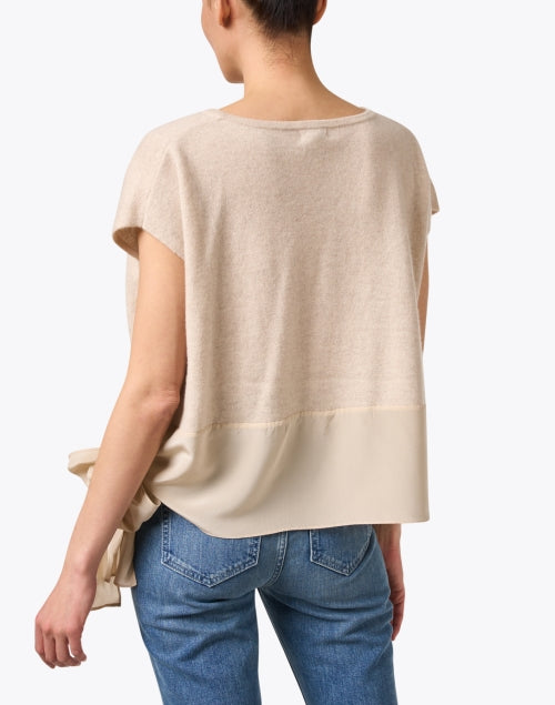 Beige Greenport Luxury Cashmere Lightweight Knit Top for Spring and Summer