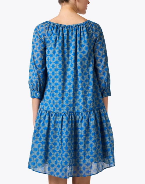 Stylish Blue Dress with Geometric Prints for Women