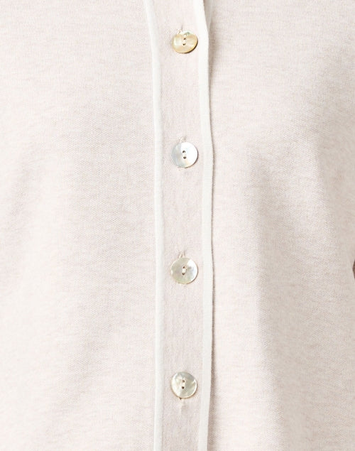 Stylish Beige and White Lightweight Stretch Knit Cardigan - Style Jacket