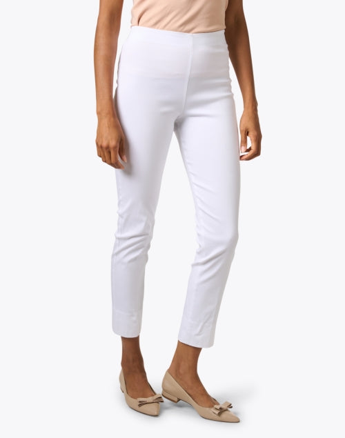 Elegant White Stretch Pull - On Equestrian - Style Pants for Modern Women