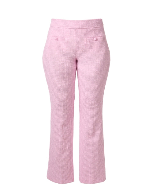Cambio's Faith Pink Textured Stretch Knit Straight-Leg Pant with Gold-Button Patch Pockets