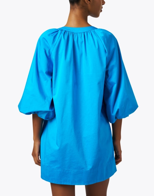 Stylish Maisie Turquoise Cotton Poplin Dress with Balloon Sleeves
