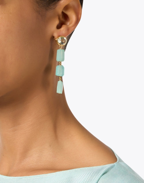 Exquisite Handmade Teal Stone Drop Earrings for the New Season
