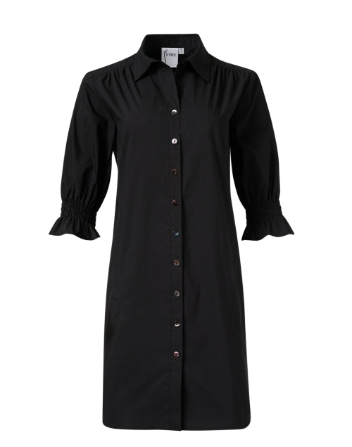 Stylish Miller Black Cotton Blend Shirt Dress with Elbow Sleeves
