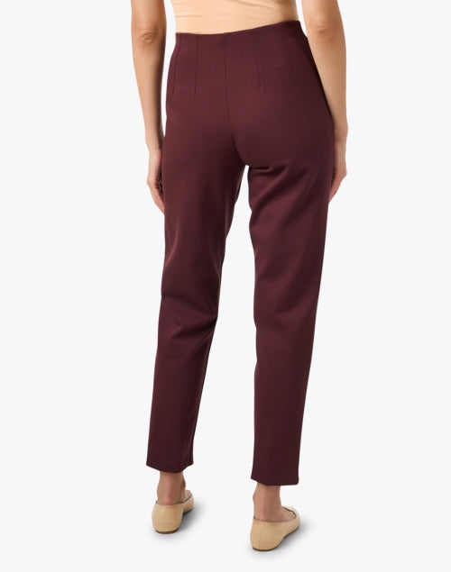 Elegant Bordeaux Red Pull-On Women's Equestrian-Style Trousers