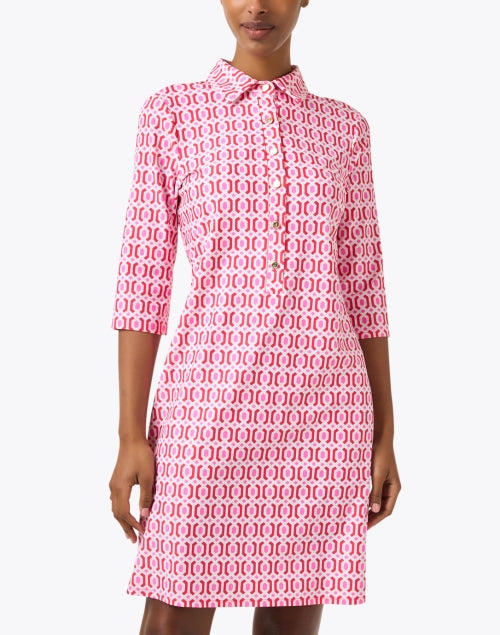 Chic Susanna Pink Geometric Print Day Dress