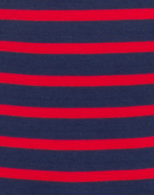 Luxurious Airy Cotton Navy and Red Striped Casual Shirt