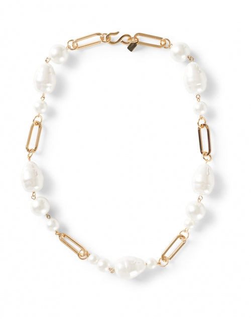 Kenneth Jay Lane Gold-plated and Freshwater Pearl Chain Link Necklace for Day and Evening Wear