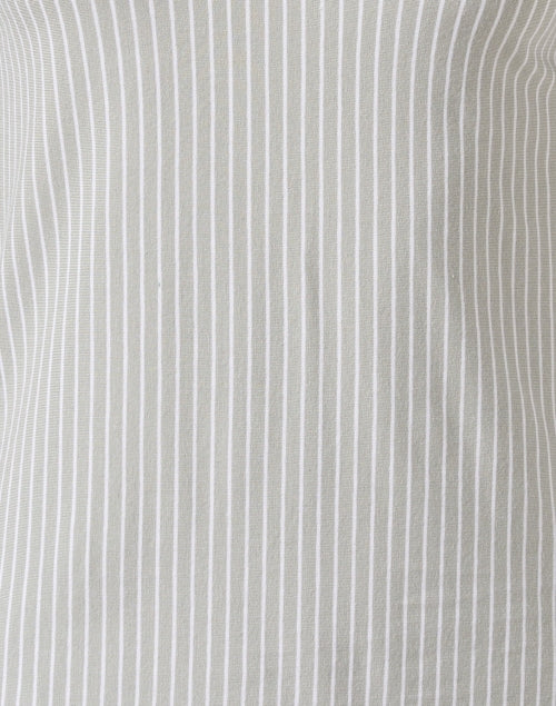 Stylish Penelope Sage Green Striped Women's Cotton Blend Top for All Occasions