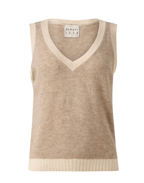 Beige Luxury Cashmere Women's Tank Top for Fashionable Wear