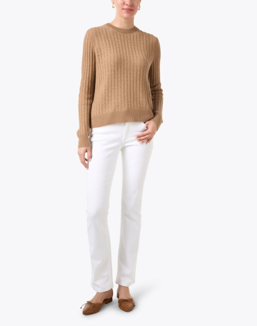 Lafayette 148 New York Camel - Blended Cashmere Men's and Women's Classic Cable - Knit Sweater