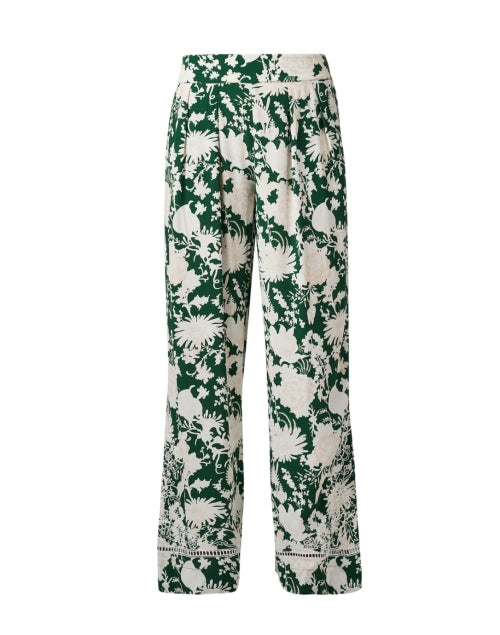 Stylish Charlotte Green Floral Print Elastic - Waist Pants