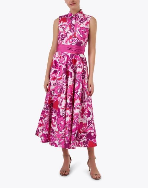 Caryl Women's Pink Floral Printed 100% Cotton A-Line Dress