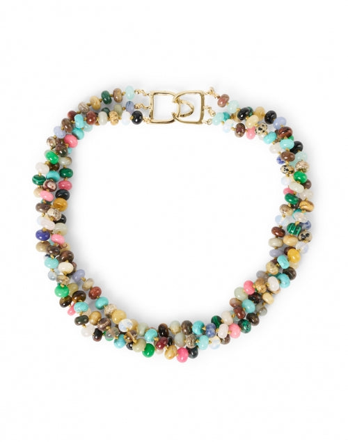 Gorgeous Multicolored Agate Triple - Strand Beaded Necklace by Kenneth Jay Lane