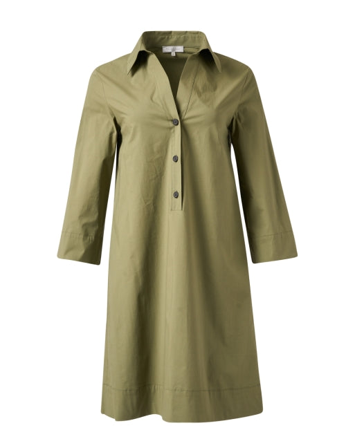 Stylish Green Cotton Poplin Women's Dress for Versatile Wear
