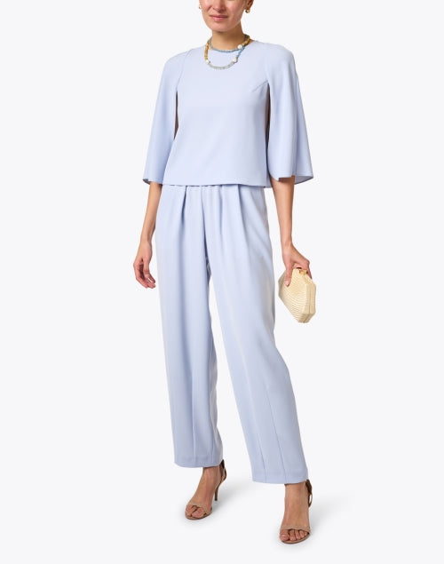 Stylish Blue Cady Women's Wide - Leg Pants