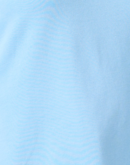 Stylish Blue Pima Cotton Embroidered Knit Crew Neck Top
