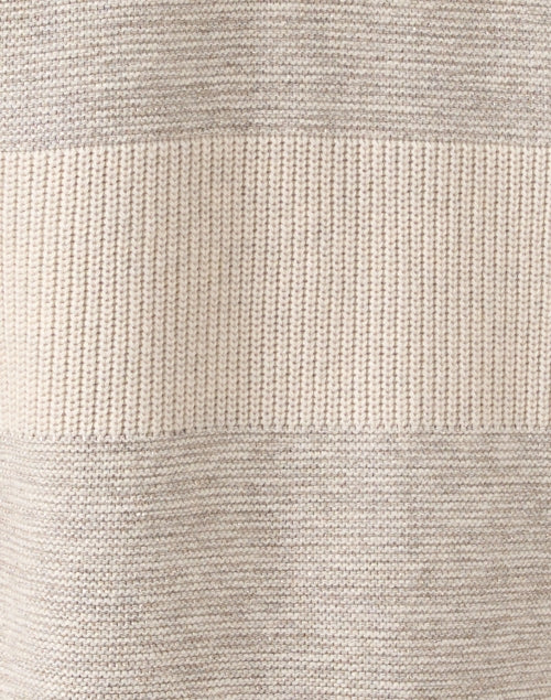 Stylish Beige Lurex Striped Crewneck Sweater for Everyday Wear