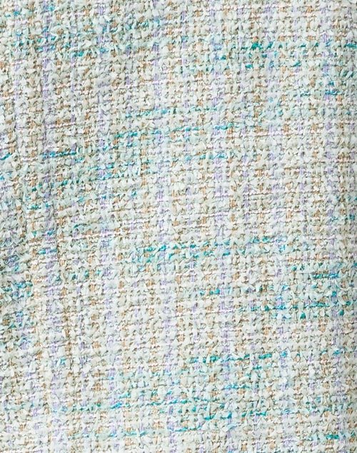 Stylish Mint Green Tweed Cropped Jacket with Gold Buttons