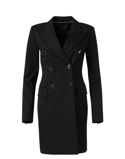 Stylish Black Double - Breasted Longline Jacket for Fall