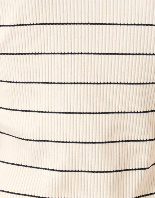 Cream-Colored Striped Stretch Cotton Crew Neck Top