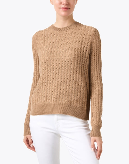 Lafayette 148 New York Camel - Blended Cashmere Men's and Women's Classic Cable - Knit Sweater