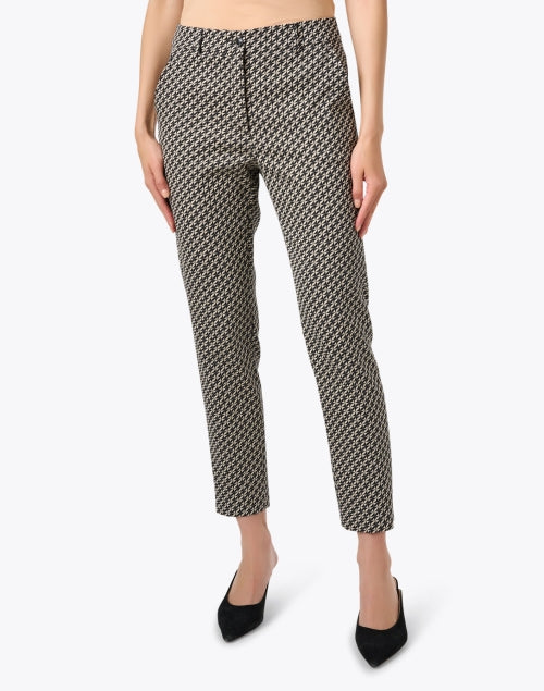 Stretchable Black and Brown Jacquard Cropped Trousers - Ideal Pant for Various Occasions