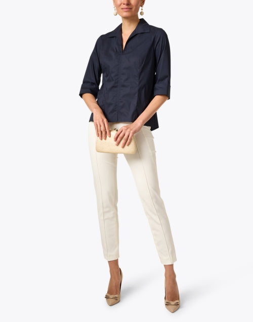 Navy Cotton Poplin Swing Shirt for Timeless Everyday Wear
