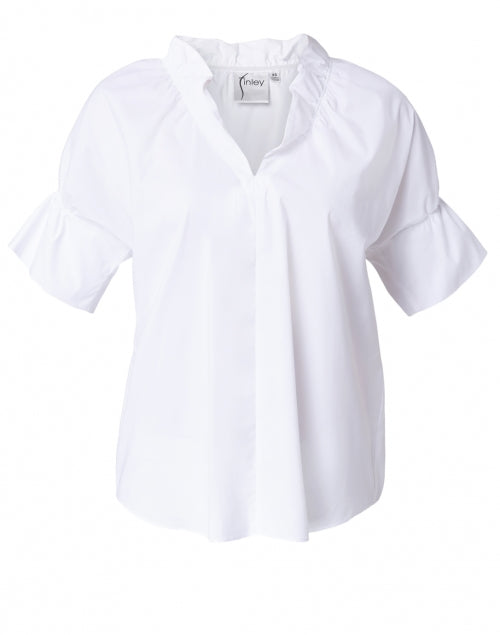 Crosby Crisp White Silky Cotton Blend Poplin Women's Top for Workweek