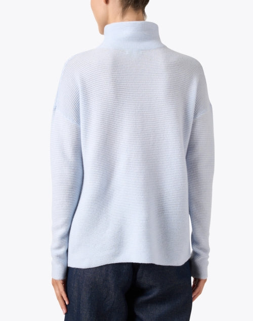 Stylish Celeste Light Blue 100% Cashmere Funnel - Neck Sweater