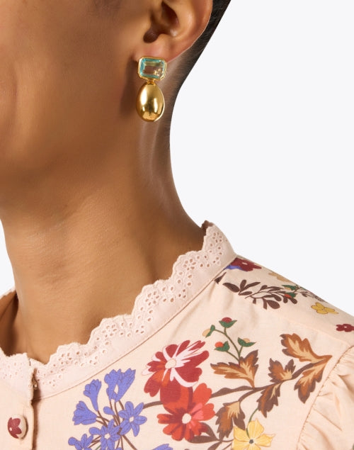 Stylish Green and Gold Plated Stone Drop Earrings for New Season