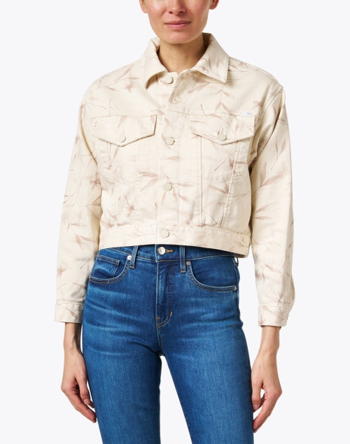 Miral Women's White-Printed Cropped Denim Jacket - A Fashionable Classic