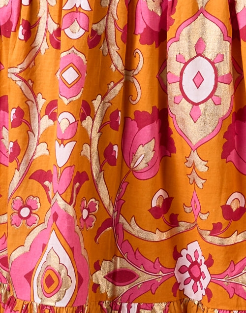 Stylish Orange Print 100% Cotton Voile A-line Roxie Dress