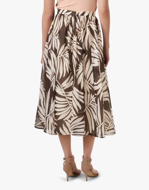 Stylish Brown Palm Leaf Print Midi Skirt for Fashionable Women