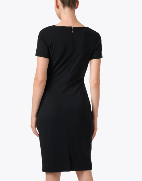 Marc Cain Elegant Black Ruffled Knee-Length Ruched Women's Dress