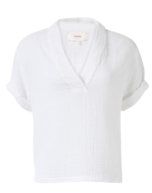 Avery Women's Lightweight White Cotton V-Neck Summer Top